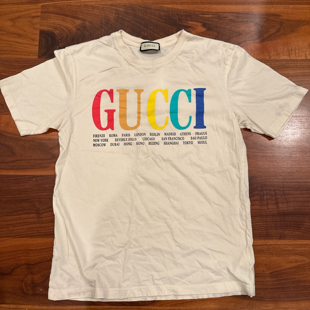 Gucci Cities T-shirt Rainbow Logo Size M